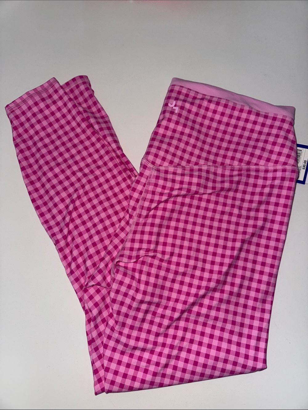 JoyLab Pink Gingham Leggings size LARGE NWT